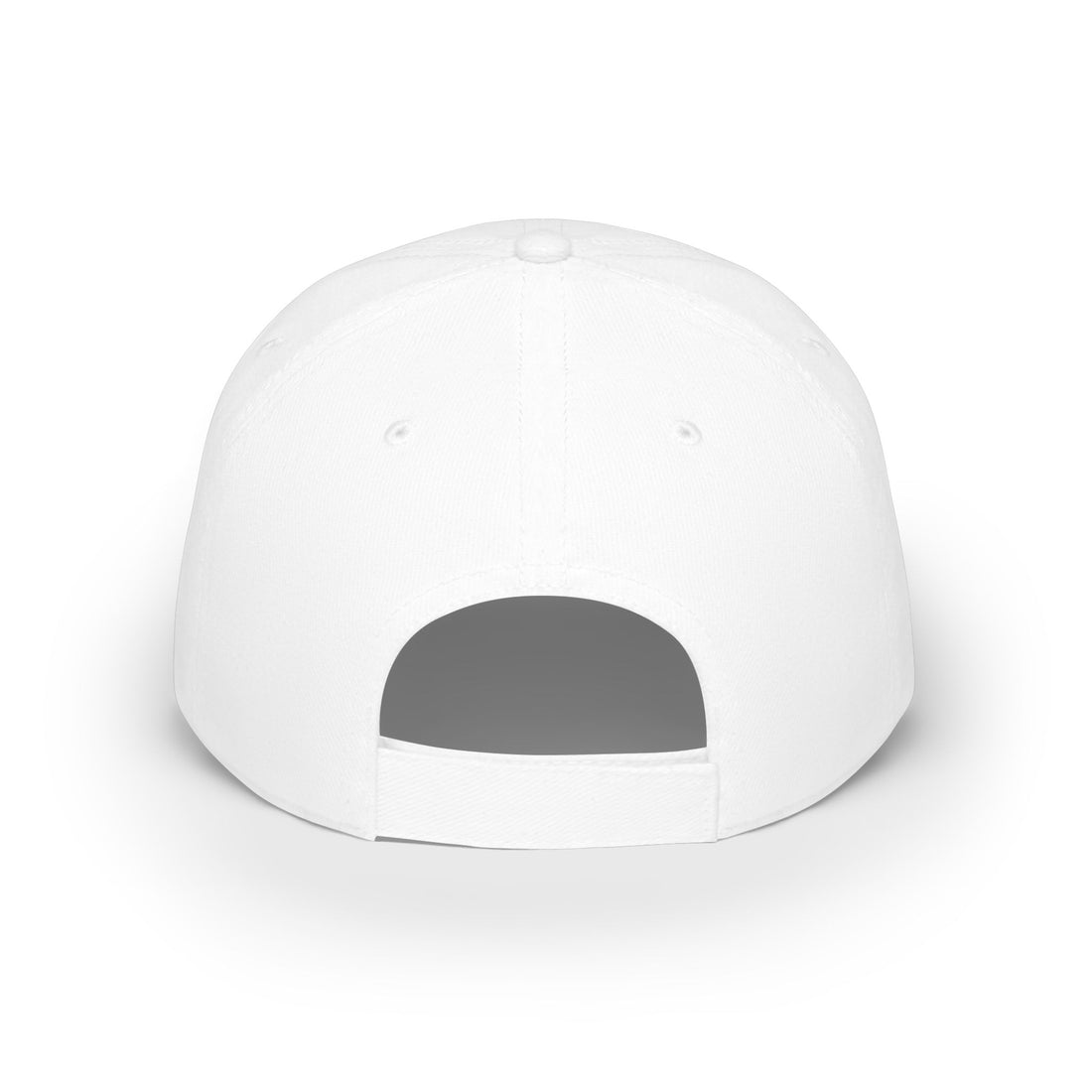 Low Profile Baseball Cap, White dome-shaped object with a gray center on a white background