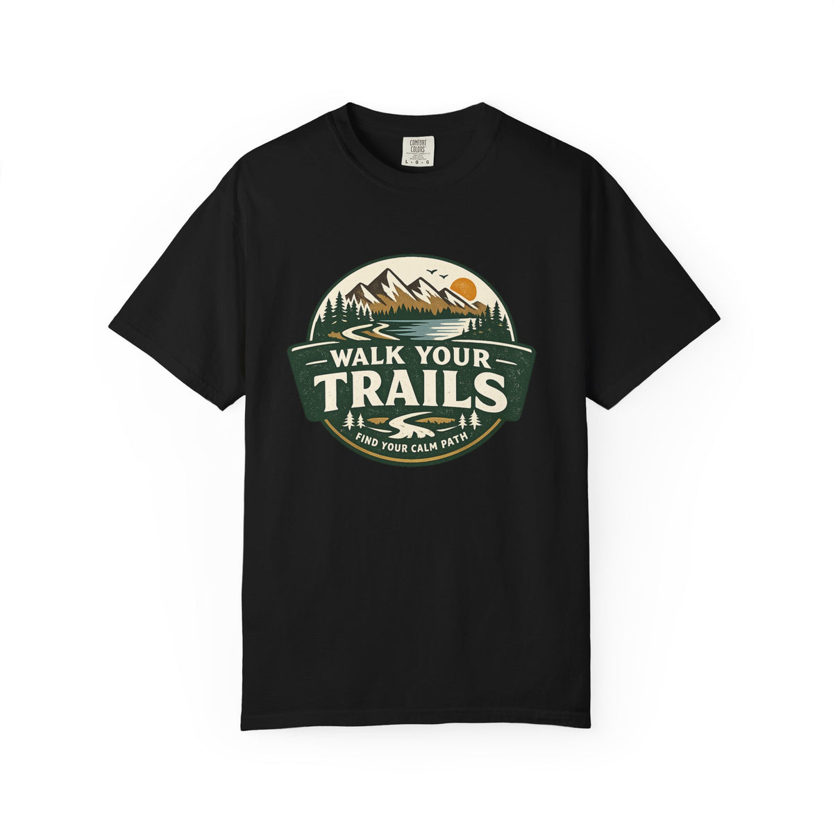 Unisex Garment Dyed T-Shirt, Black t-shirt with &