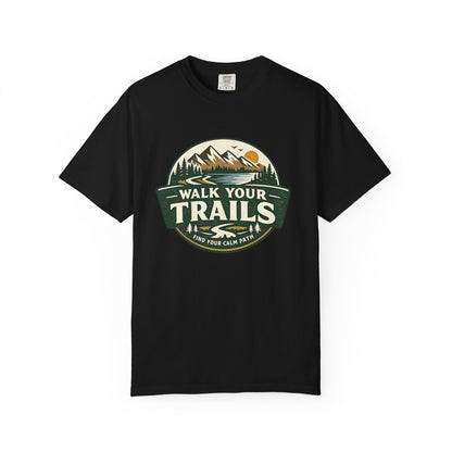 Unisex Garment Dyed T-Shirt, Black t-shirt with &