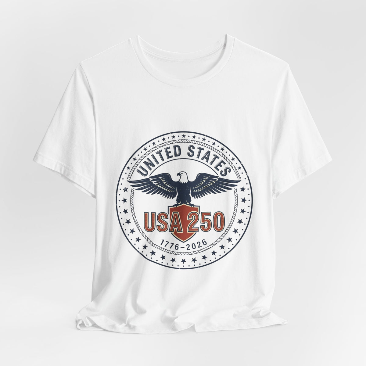USA 250 Eagle Emblem T-Shirt, White t-shirt with a &