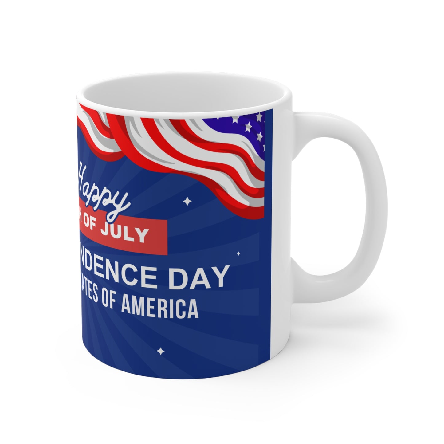 Independence Day 4th of July Coffee Mug — USA Flag Patriotic 11oz