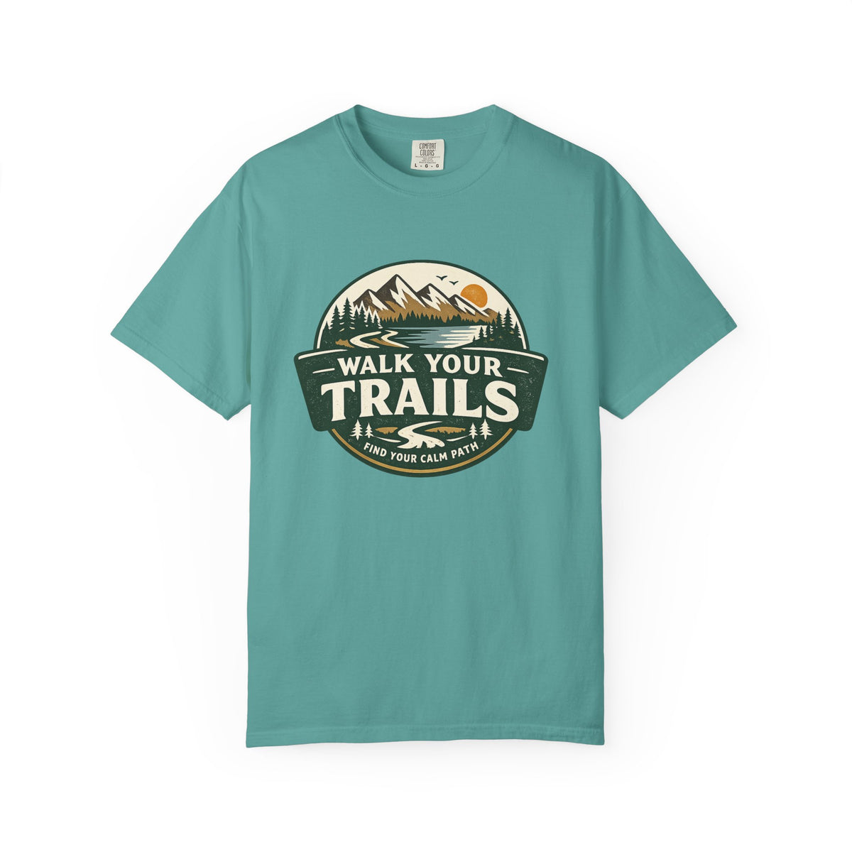 Unisex Garment Dyed T-Shirt, Teal t-shirt with &