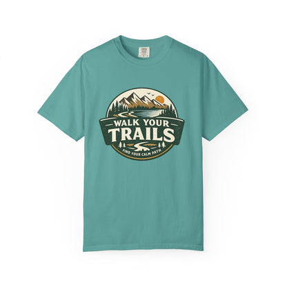 Unisex Garment Dyed T-Shirt, Teal t-shirt with &