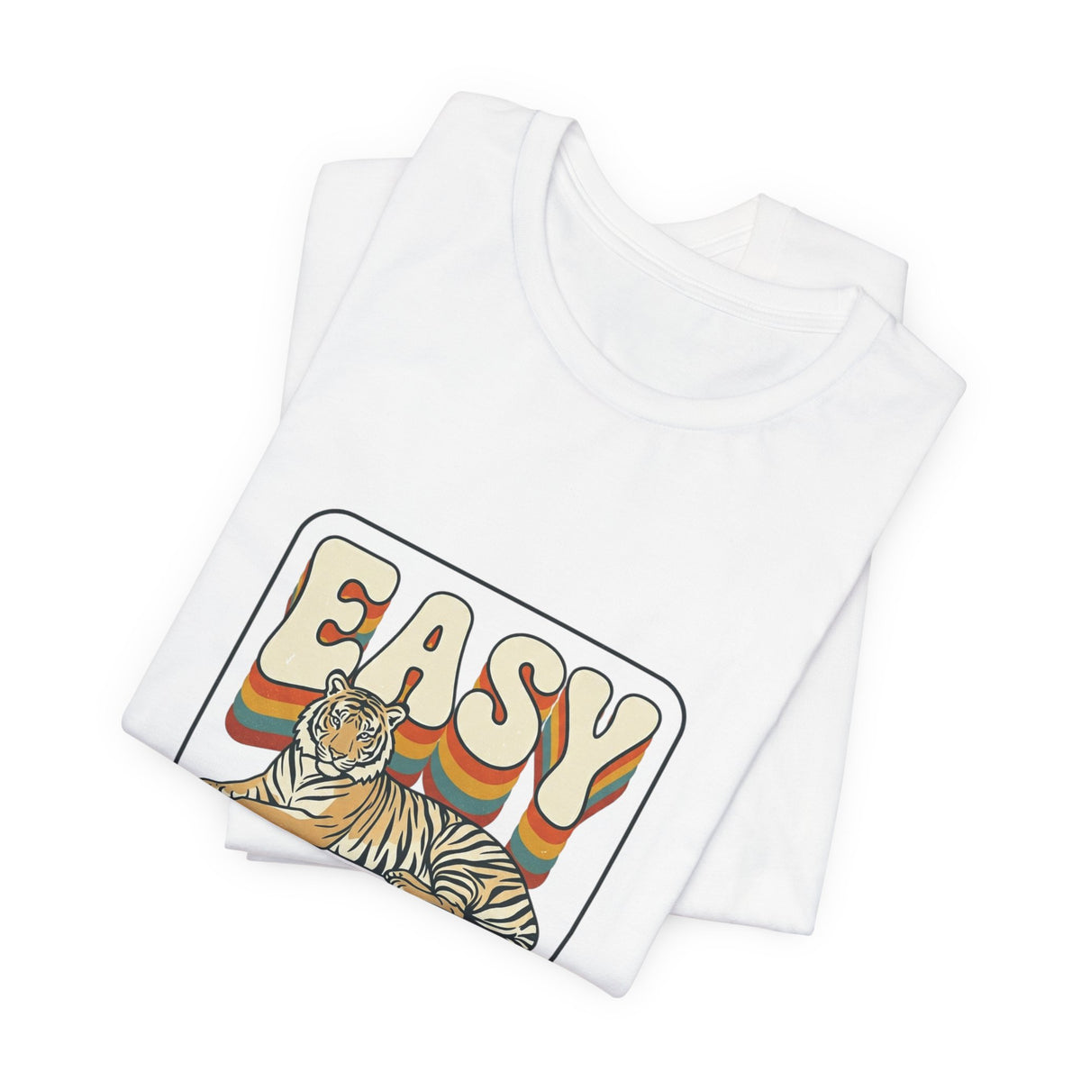 Easy Tiger Retro Tiger Graphic Tee, White tank top with a tiger graphic and &