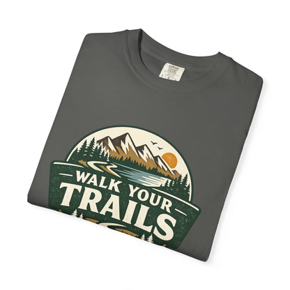 Unisex Garment Dyed T-Shirt, Folded gray t-shirt with &