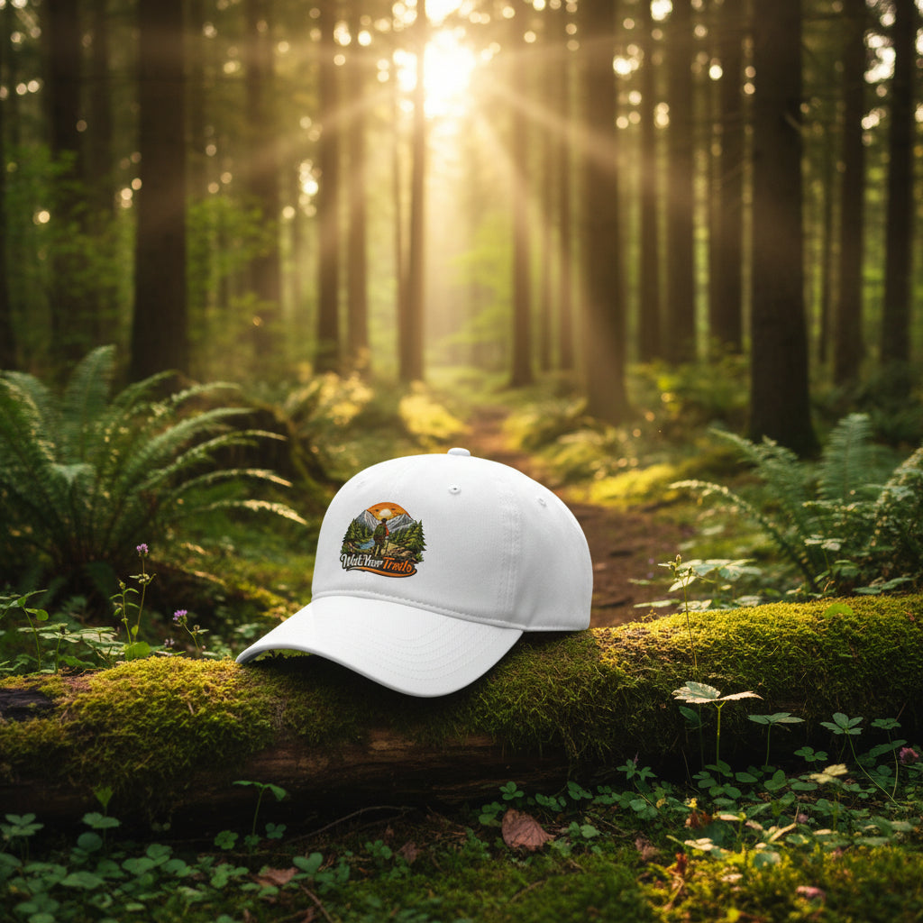 Low Profile Baseball Cap, White cap with &