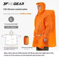 Orange raincoat with sleeves on a white background, featuring Ful Gear branding and product details.