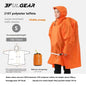 Orange raincoat with storage bag on a white background, featuring Ful Gear branding.