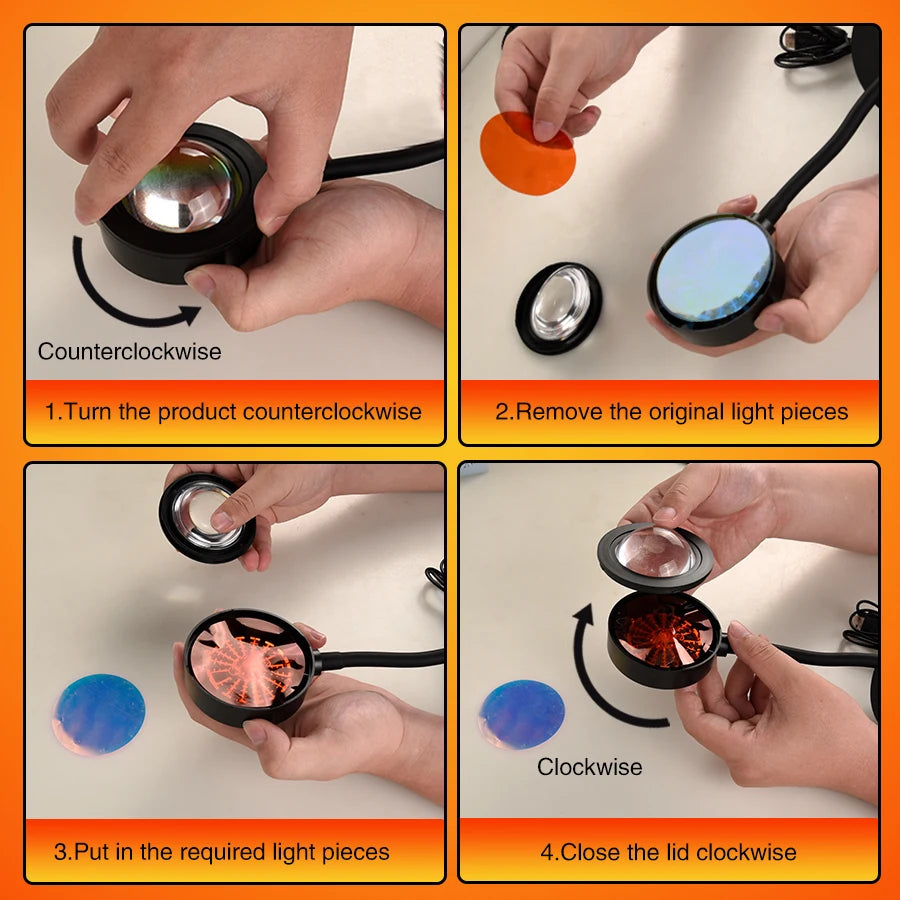 Step-by-step instructions for using a product with images of hands performing actions.