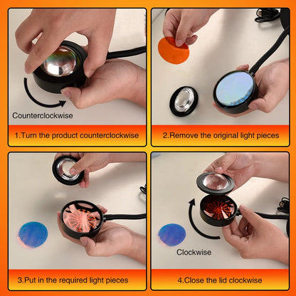 Step-by-step instructions for using a product with images of hands performing actions.