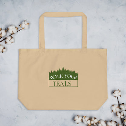 Large Organic Tote Bag, Beige tote bag with &