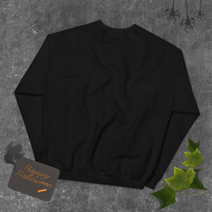 Comfortable Sweatshirt, Black sweatshirt on a textured gray background with a &