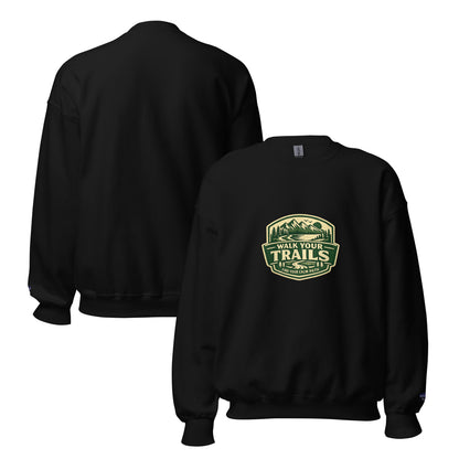 Comfortable Sweatshirt, Black sweatshirt with a graphic design and text on the front, displayed on a white background.