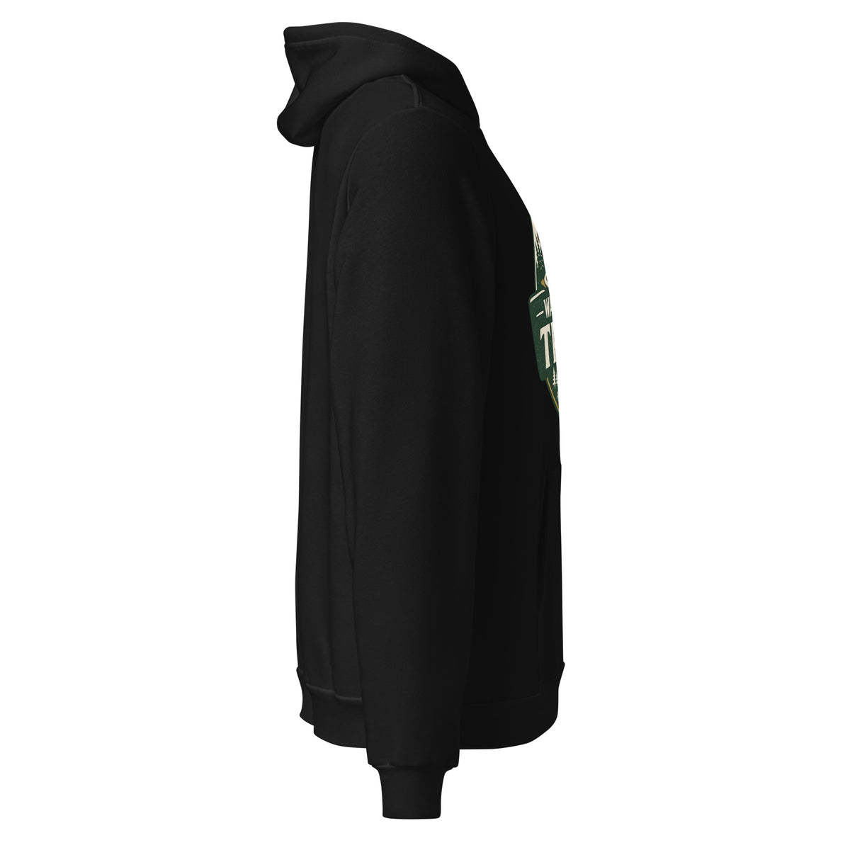 Unisex Outdoor Lifestyle Hoodie Walk Your Trails, Black hoodie on a white background