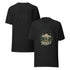 Walk Your Trails Comfort Tee Black t-shirt with a graphic design of a car on the front and text on the back, displayed on a white background.