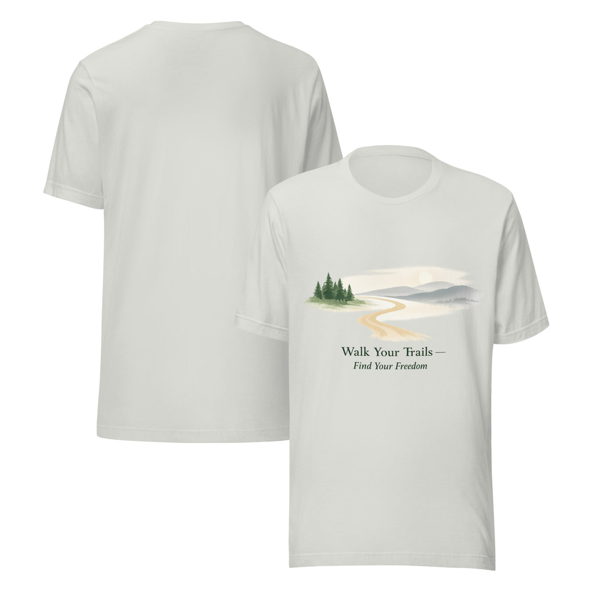 Classic Comfort Tee Soft Feel Perfect Fit, White t-shirt with nature-themed design and text on a white background